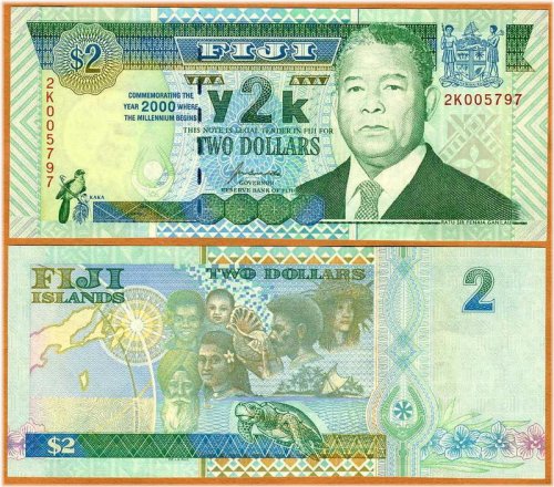 Fiji Y2K $2 Commemorative Paper Bill