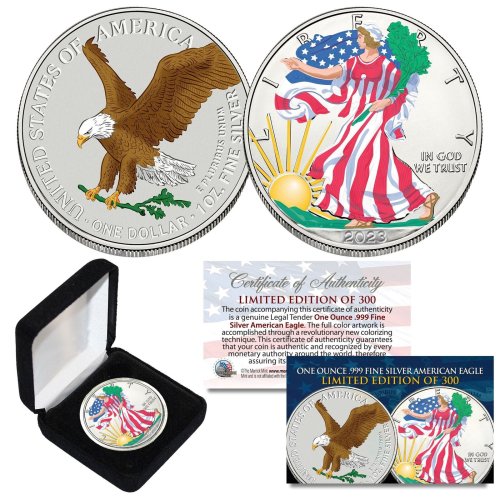 Colorized American Silver Eagle with Box and Certificate