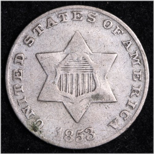 Choice Fine 1853 3 Cent Silver Piece