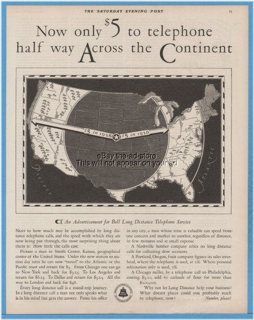 Vintage Long Distance Telephone Service Ad