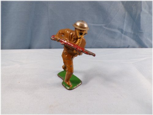 Charging Soldier with Gas Mask Antique Figure