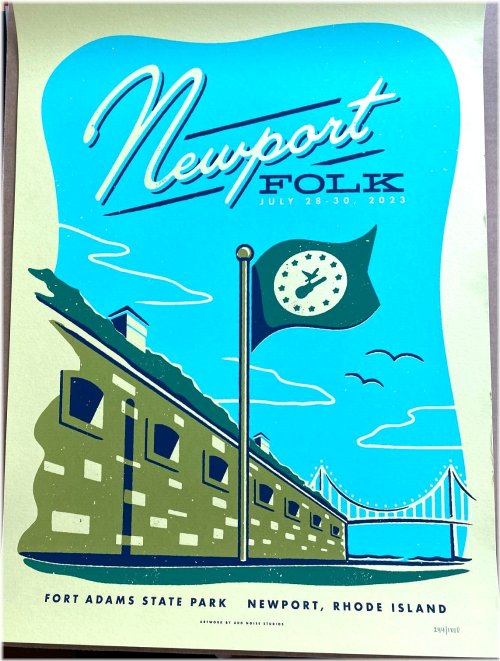 Newport Folk Festival 2023 Limited Edition Poster featuring Billy Strings and Jason Isbell