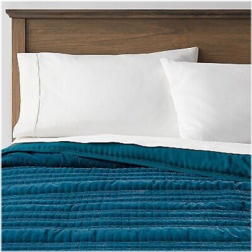 Dark Teal Blue Velvet Quilt