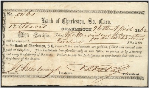 Charleston Share Certificate - Northern Ownership