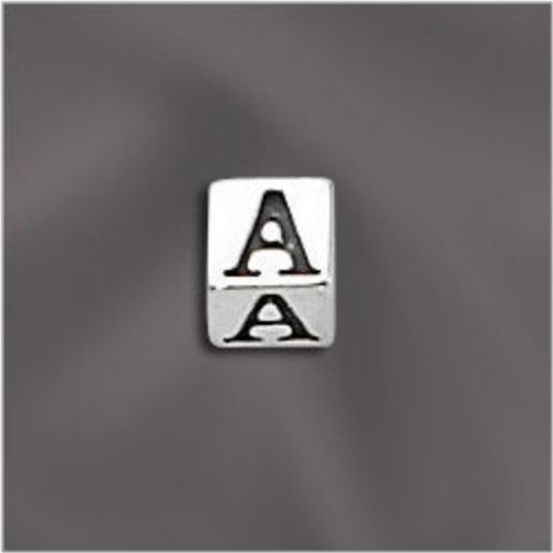 Silver Alphabet Block Beads