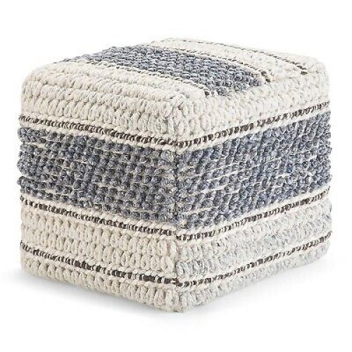 Heyfield Square Pouf Natural/Blue