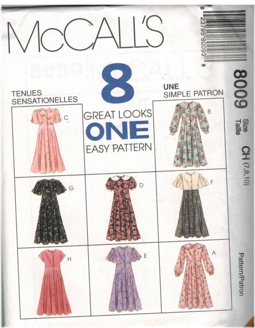 Vintage Girls Front Button Empire Waist Dress Pattern by McCalls (8009)