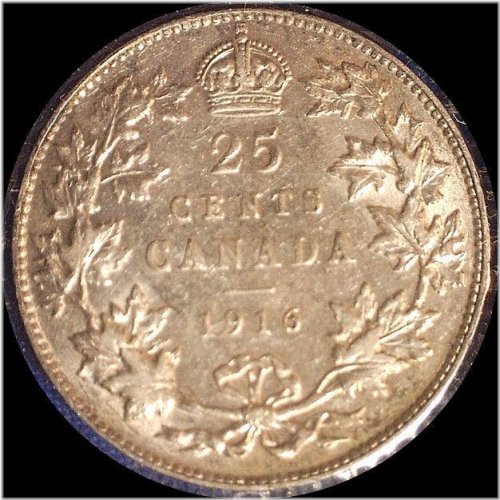 Canadian Silver Quarter - 1916 Edition