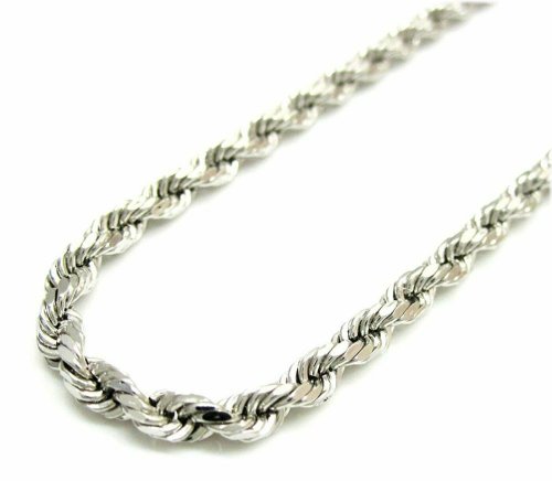 Silver Diamond-Cut Italian Rope Chain Necklace