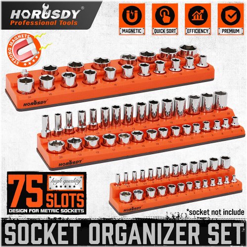 Magnetic Metric Socket Organizer Set