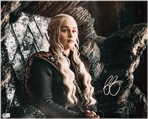 Dragon Queen Autograph Photo by Emilia Clarke with BAS Beckett Witnessed Certification