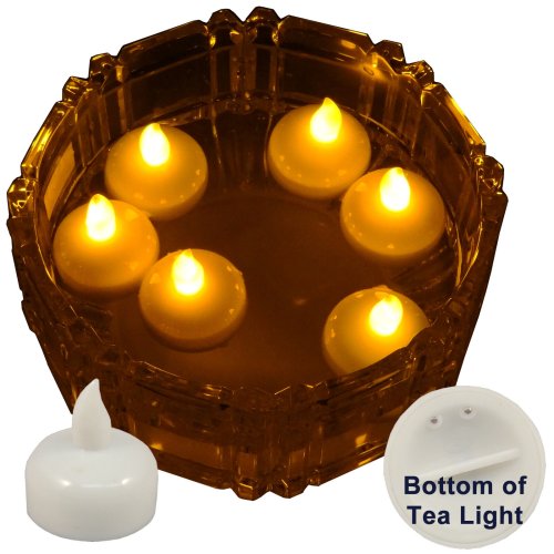 Floating Amber Flameless Tea Lights for Weddings and Parties