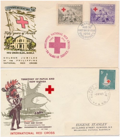Red Cross First Day Covers Duo: Papua New Guinea & Philippines