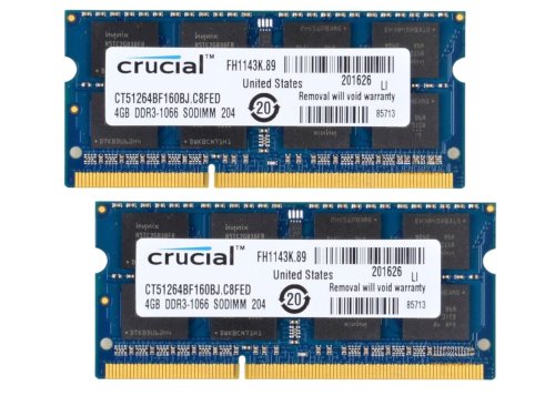 Crucial 8GB DDR3 SODIMM Memory Ram Kit