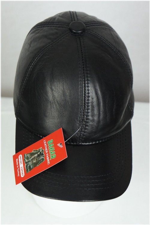 Black Leather Baseball Cap