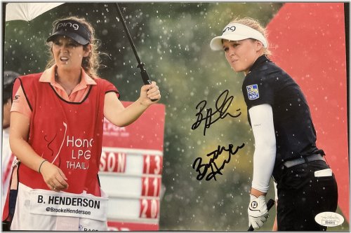 Sisterly Strokes: Dual Autographed LPGA Golf Photo by Brooke & Brittany Henderson