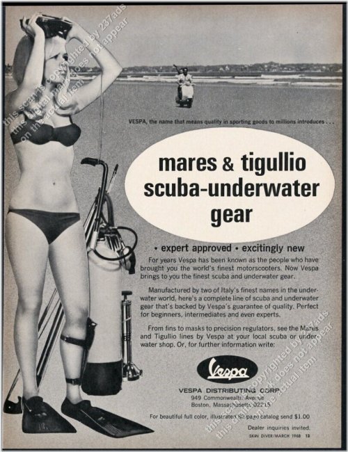 Vintage Vespa Diving Gear Print Ad