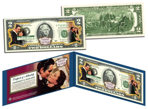 Colorized GONE WITH THE WIND $2 Bill - Officially Licensed