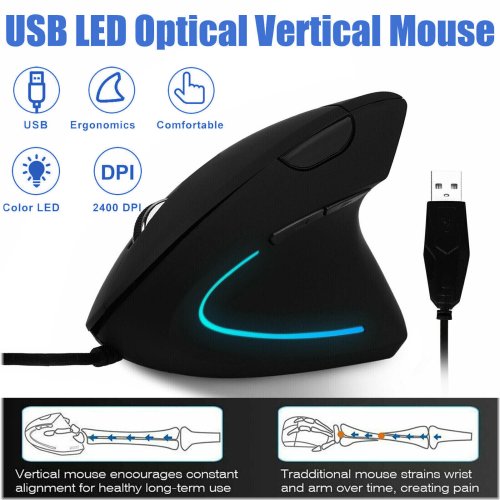 ErgoGlide Wired Optical Mouse with LED and Adjustable DPI for Computers