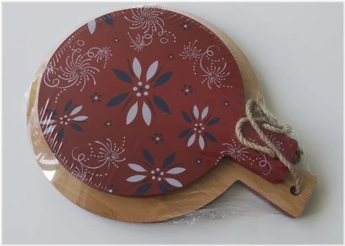 Red Floral Bamboo Serving Paddles - Set of 2