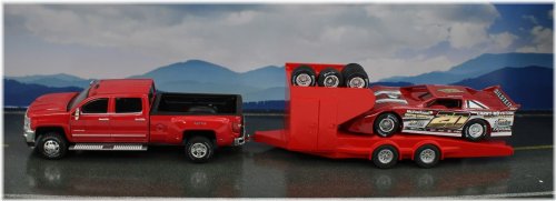 Miniature Racing Car Transporter Set