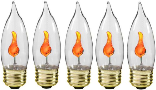 Flicker Flame Light Bulbs by Creative Hobbies® - Pack of 5 Standard Base Bulbs in Flame Shape