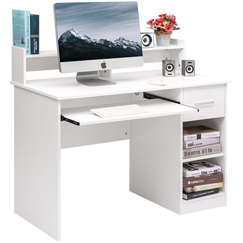 Workstation with Drawer and Keyboard Tray for Home and Office Computers