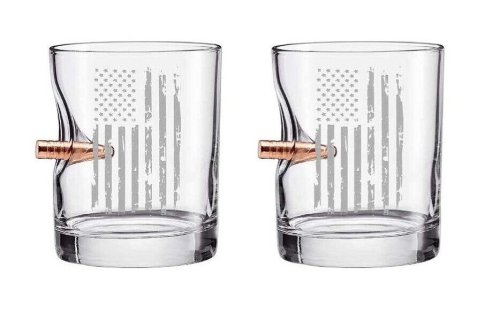 Patriotic Bullet Rocks Glass Duo