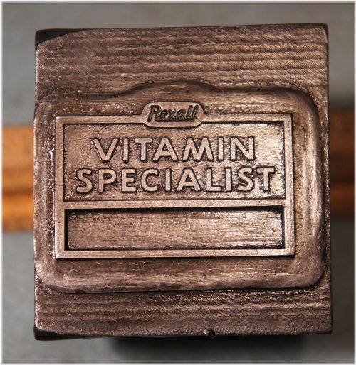 Vintage Rexall Pharmaceutical Employee Badge Stamp Die