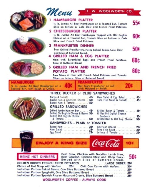 Timeless Eats: F.W. Woolworth Lunch Counter Menu Reproduction