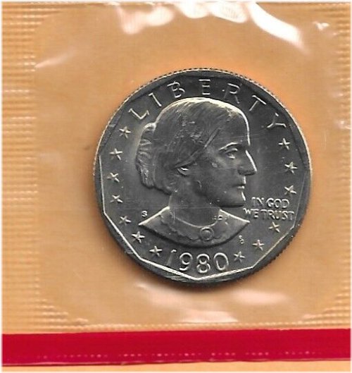 Susan B. Anthony Uncirculated Dollar (1980) in Mint Set Cello