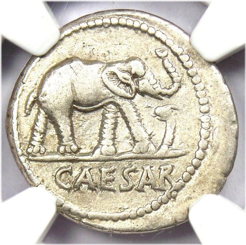Caesar's Silver Elephant Denarius Coin