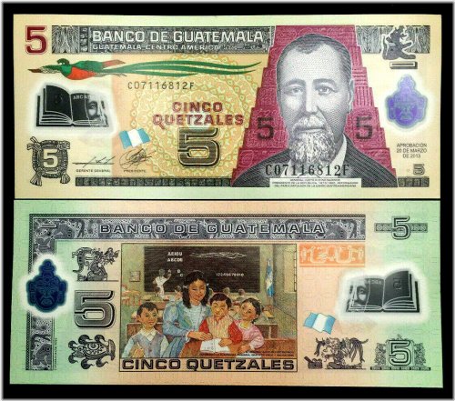 Quetzales 2013 Polymer Banknote from Guatemala