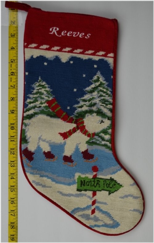 Snowy Paws Monogrammed Christmas Stocking