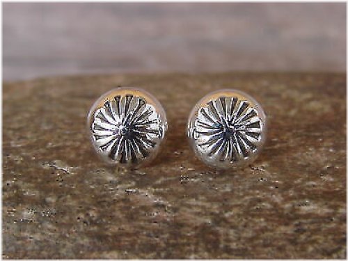 Navajo Sterling Silver Concho Post Stud Earrings