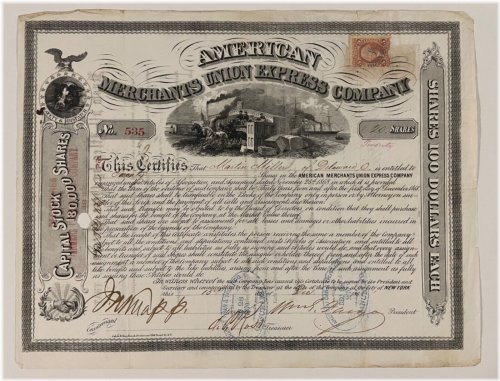 American Merchants Union Express Co. Stock Certificate