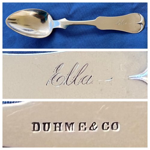 Antique ELLA Monogram Coin Silver Teaspoon