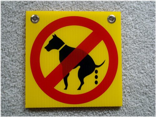 Poo-Free Zone" Plastic Sign with Grommets - 8x8 Inches