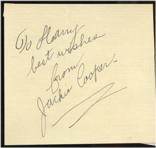 Vintage Jackie Cooper Autograph
