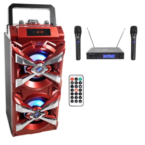 City Sound Karaoke Tower with Wireless Mics and LED Lights