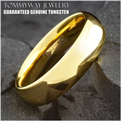 Gold-Toned Tungsten Carbide Men's Wedding Band Ring