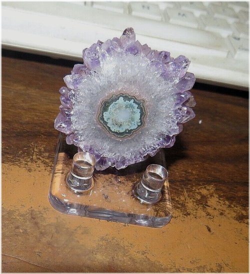 Celestial Amethyst Stalactite Slice with Stand