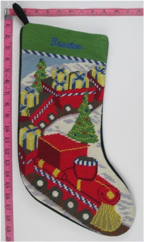 Cozy Cabin Needlepoint Stocking
