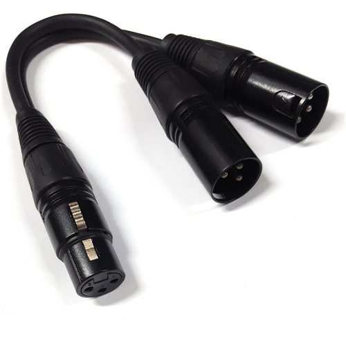 XLR Y-Split Mic Cable - Dual Male to Female Adapter (16 AWG)