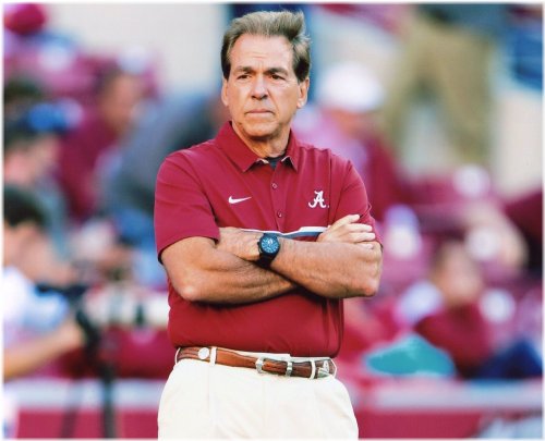 Legendary Coach Saban Signed Football Photo