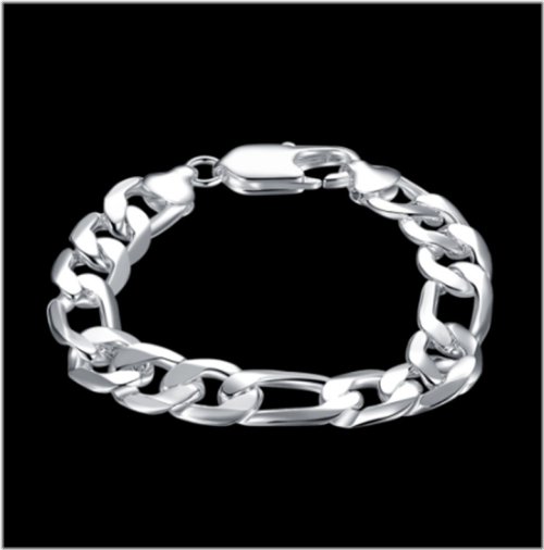 Silver Figaro Cuban Bracelet