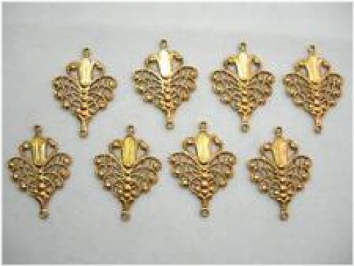 Art Deco Brass Earring Drops - Set of 8