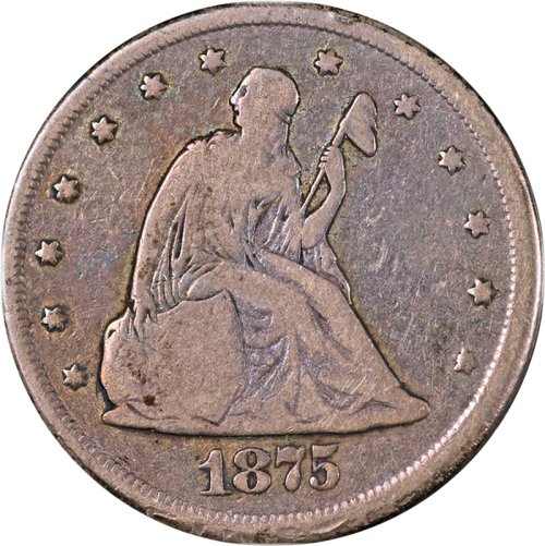 Silver Quarter Dollar from 1875 Carson City Mint