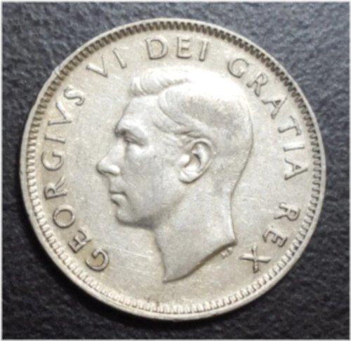Canadian Silver Quarter - King George VI, 1950
