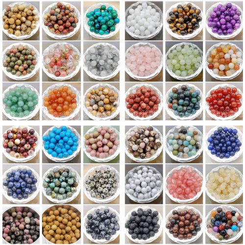 Natural Gemstone Round Spacer Beads Set